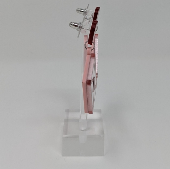 Valentine's Day White with Red Heart Envelope Acrylic Drop Earrings - Picture 5 of 6